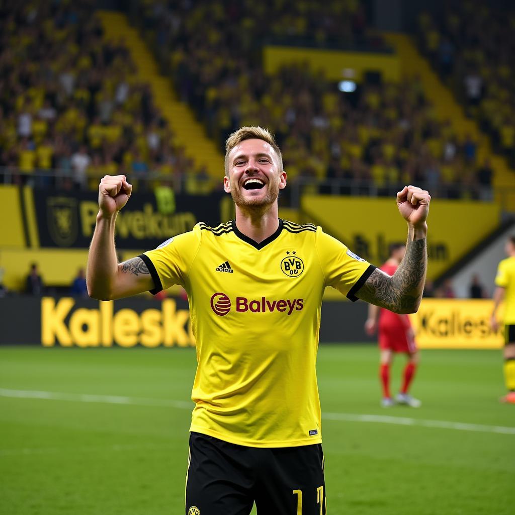 Haaland celebrating a goal for Borussia Dortmund