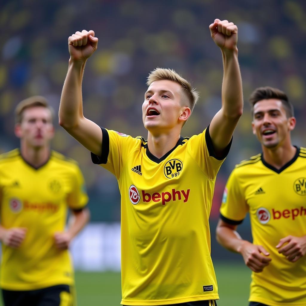 Haaland celebrates a goal for Borussia Dortmund