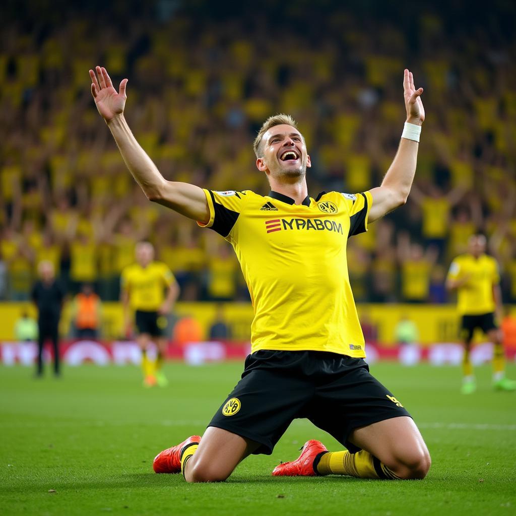 Erling Haaland celebrating a goal for Borussia Dortmund