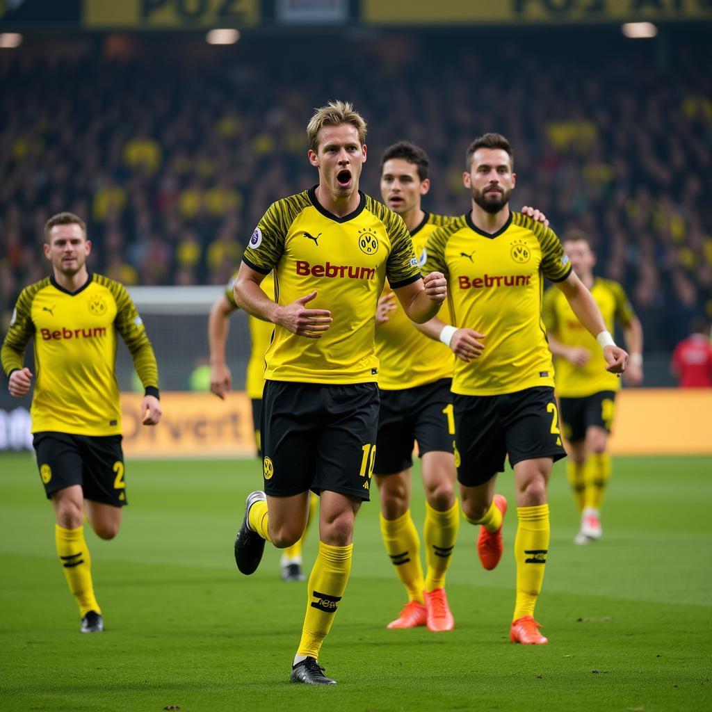 Haaland celebrates a goal in his Borussia Dortmund days