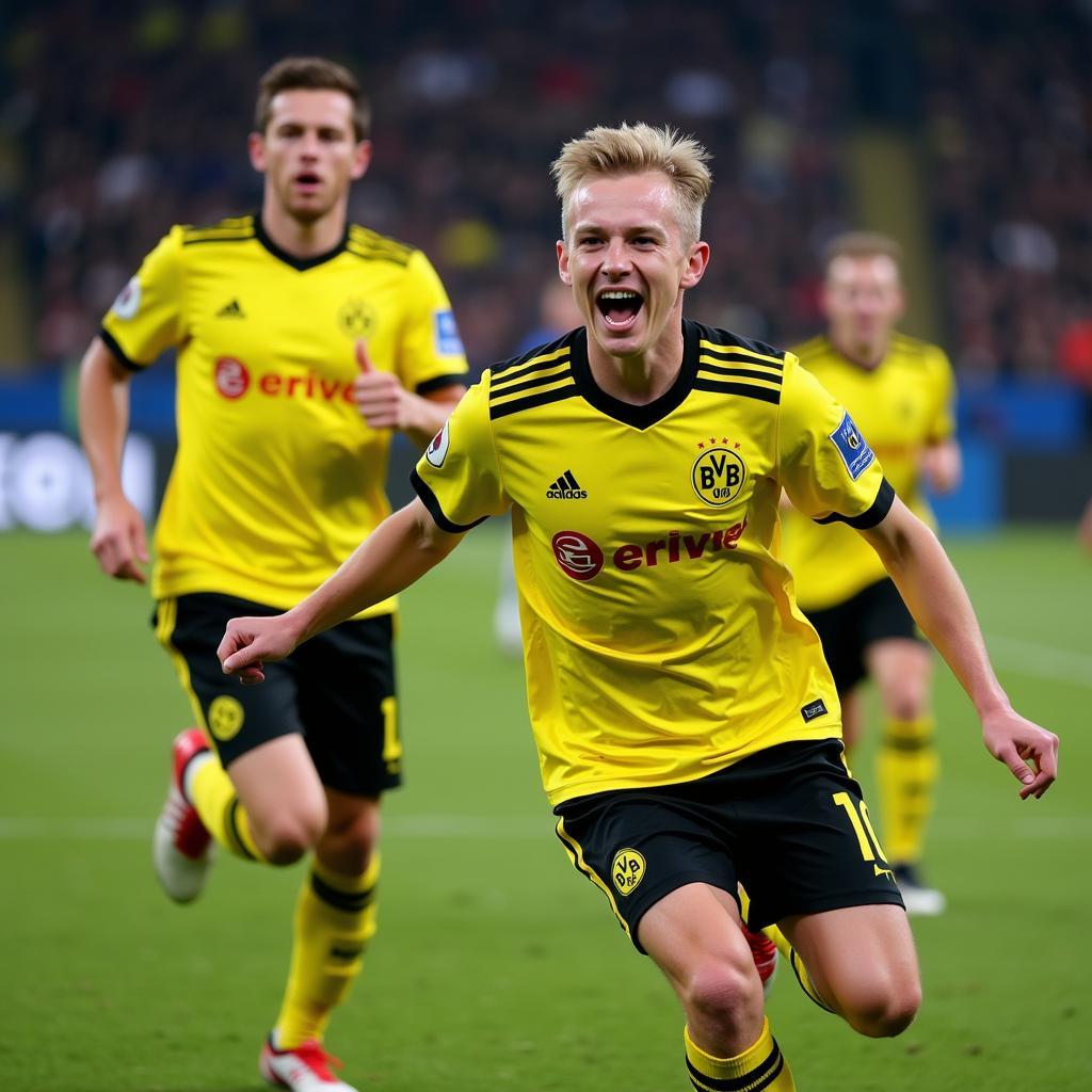 Haaland celebrates a goal for Borussia Dortmund