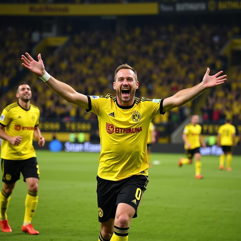 Erling Haaland celebrating a goal for Borussia Dortmund