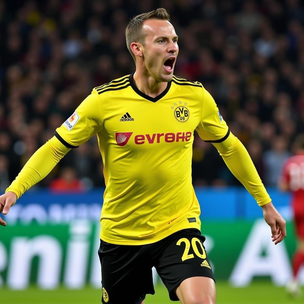 Haaland celebrates a Champions League goal for Dortmund