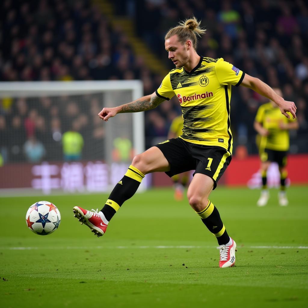 Erling Haaland scoring in the Champions League for Borussia Dortmund