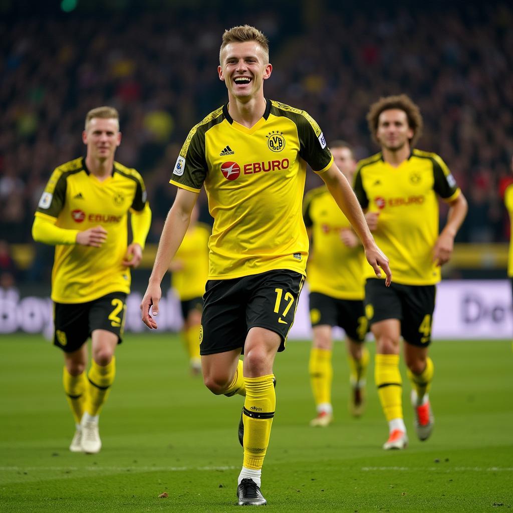 Haaland celebrates his debut hat-trick for Dortmund