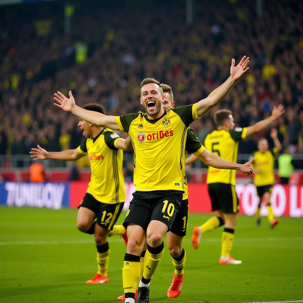 Haaland celebrates his debut hat trick for Dortmund