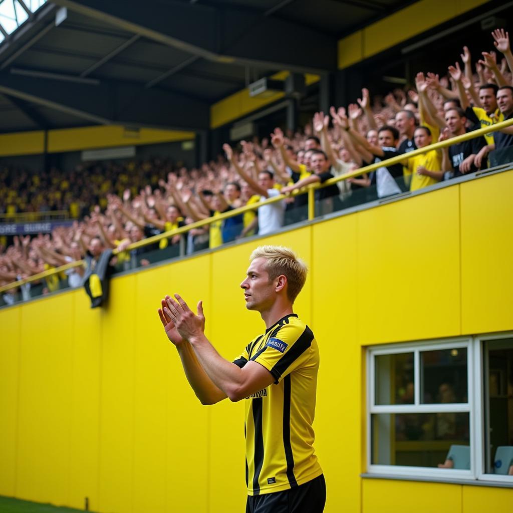 Haaland acknowledges the Borussia Dortmund fans