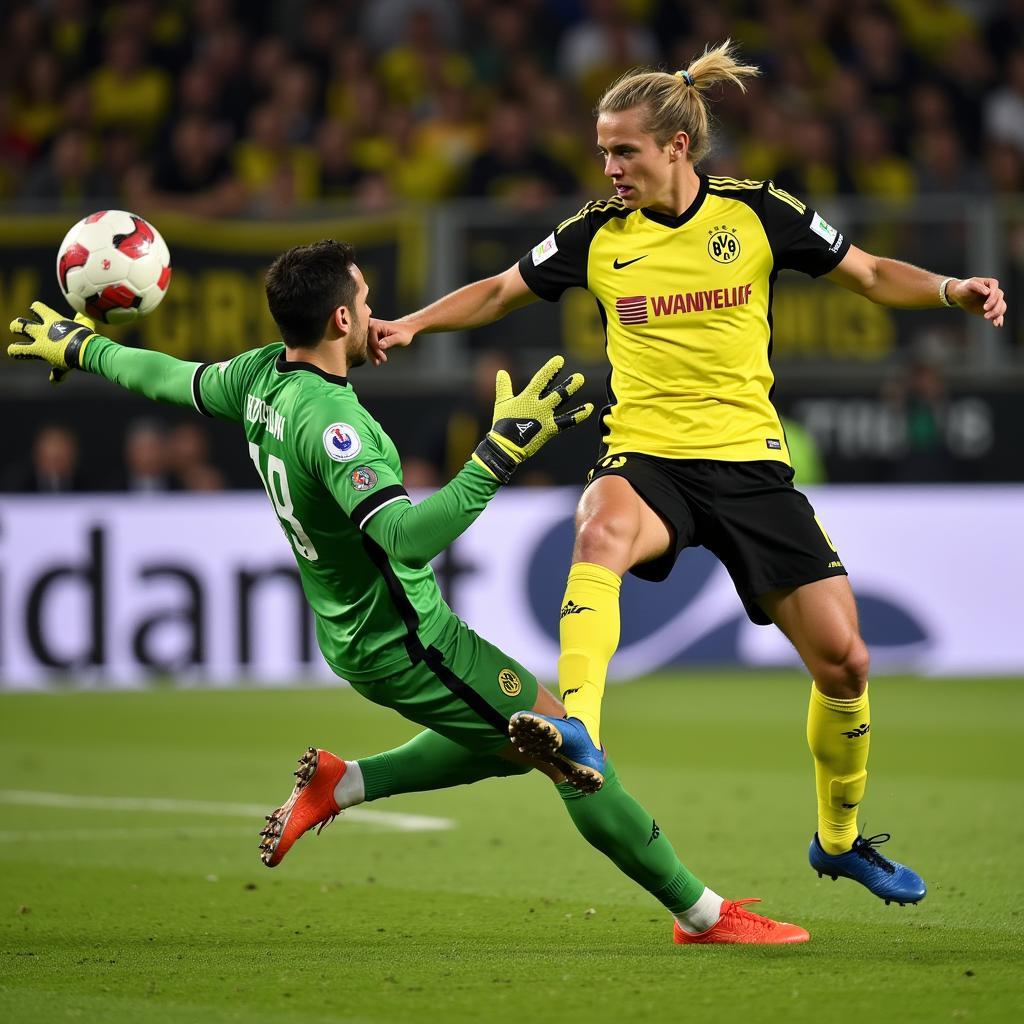 Haaland scores a powerful goal for Borussia Dortmund