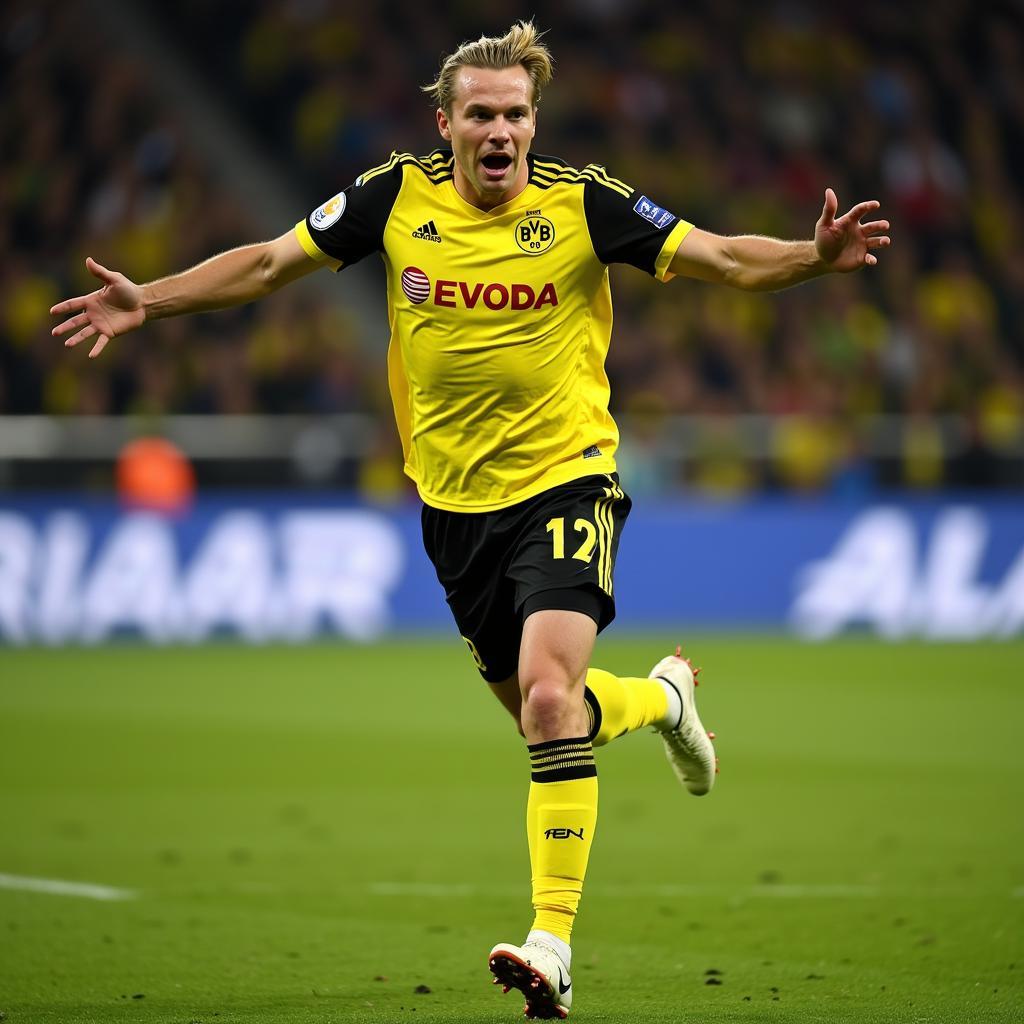 Erling Haaland celebrating a goal for Borussia Dortmund