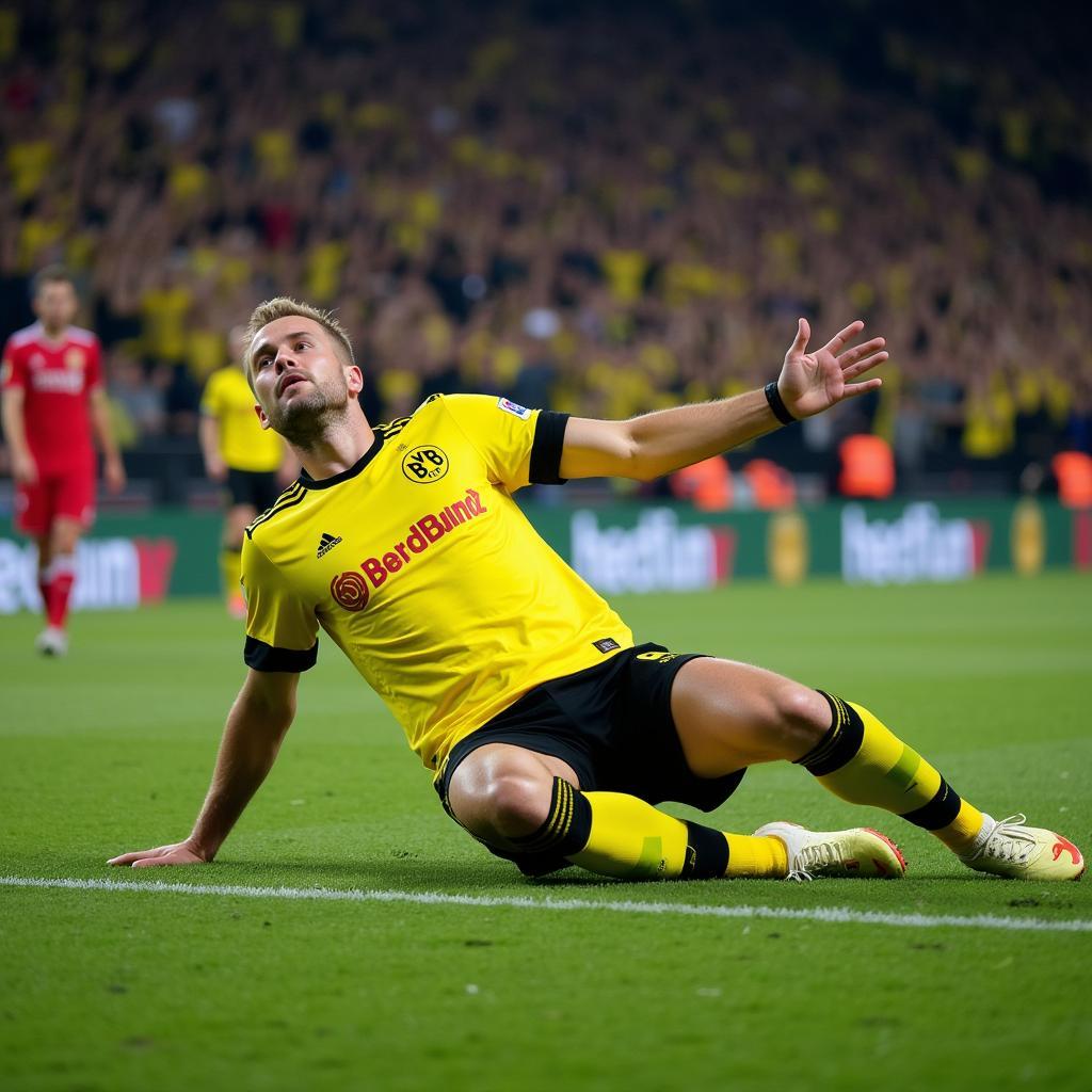 Erling Haaland celebrates a goal for Borussia Dortmund