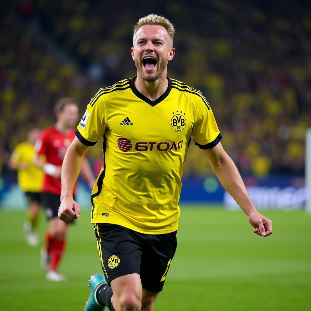 Haaland celebrating a goal for Borussia Dortmund