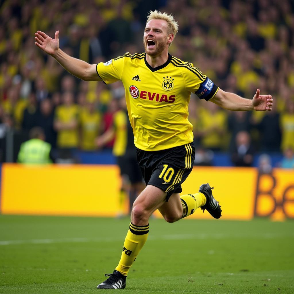 Erling Haaland celebrating a goal for Borussia Dortmund