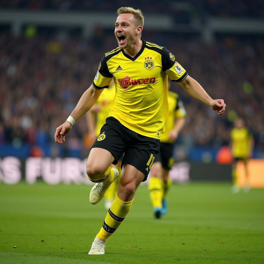 Erling Haaland celebrating a goal for Borussia Dortmund