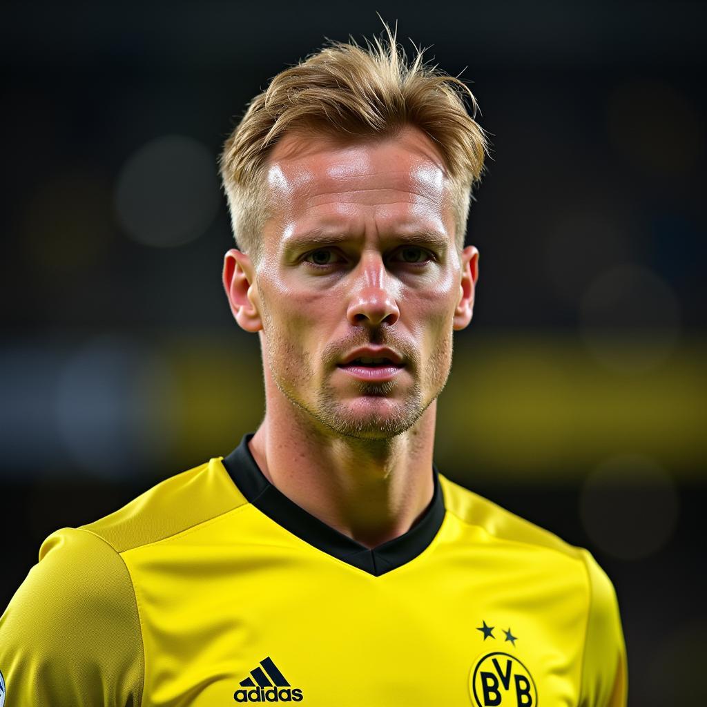 Erling Haaland portrait in Dortmund jersey