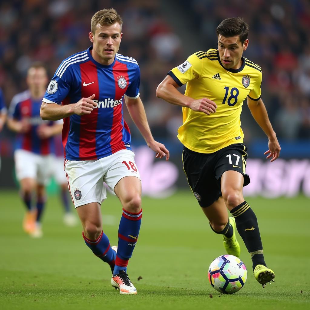 Erling Haaland dribbling past a defender