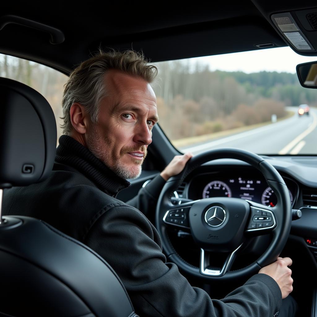 Erling Haaland behind the wheel of a car