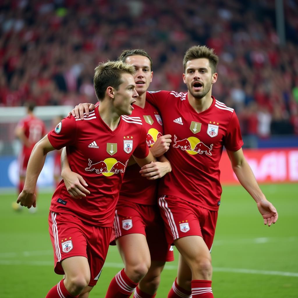 Haaland celebrating a goal in his Salzburg days