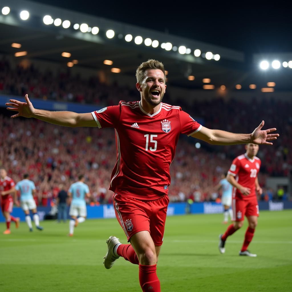 Erling Haaland celebrates a goal for Norway in Euro 2024