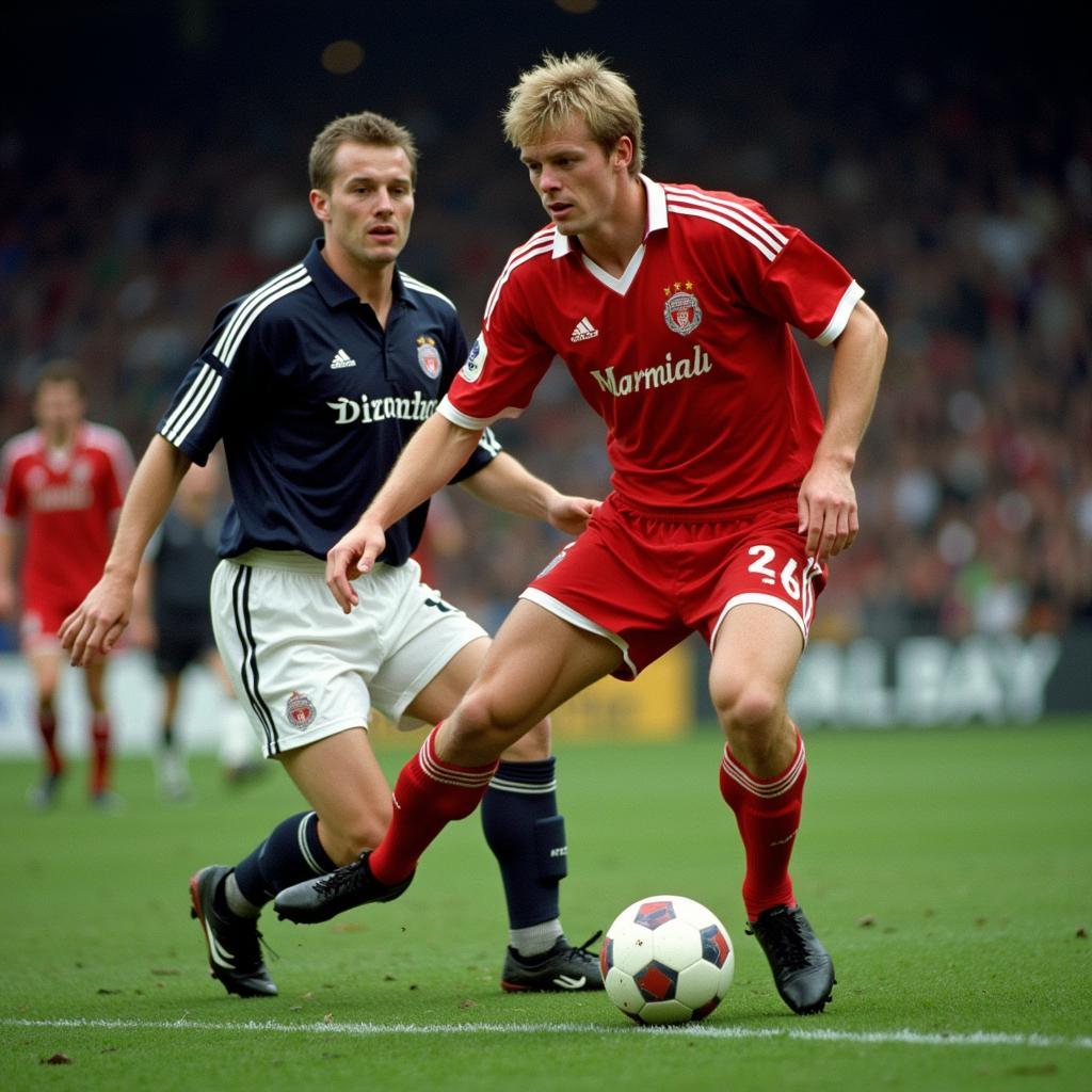 Haaland focused on the ball during a Liverpool game