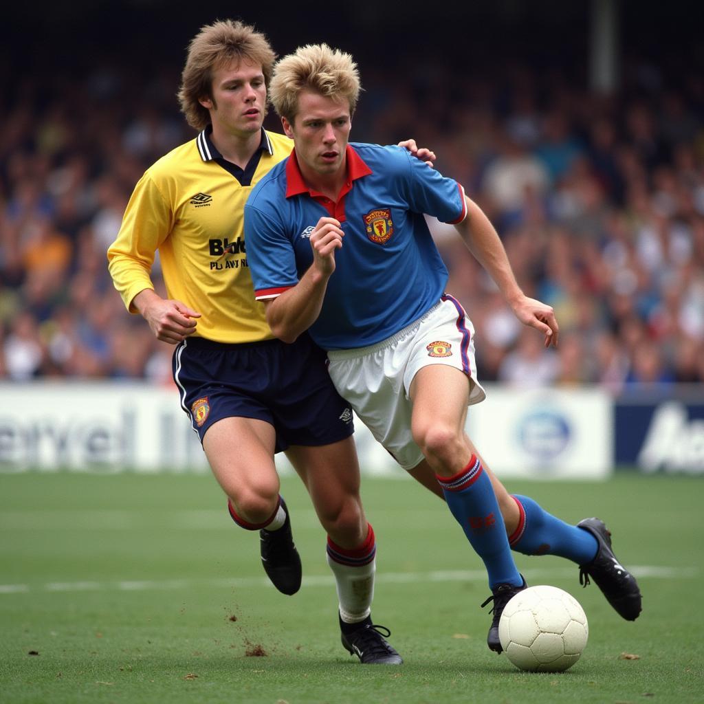 Erling Haaland challenges for the ball in an FA Cup match