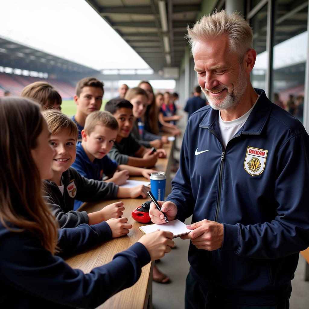 Erling Haaland interacts with fans