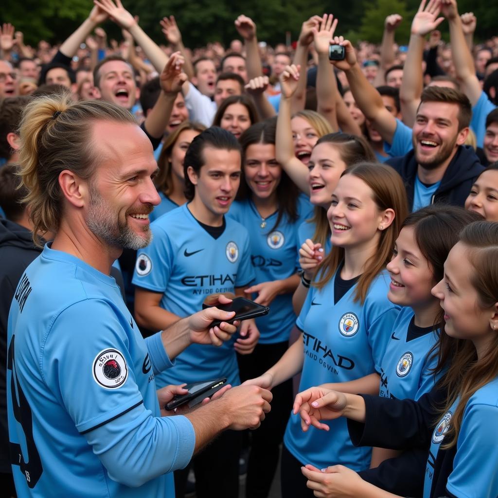 Erling Haaland greeting fans