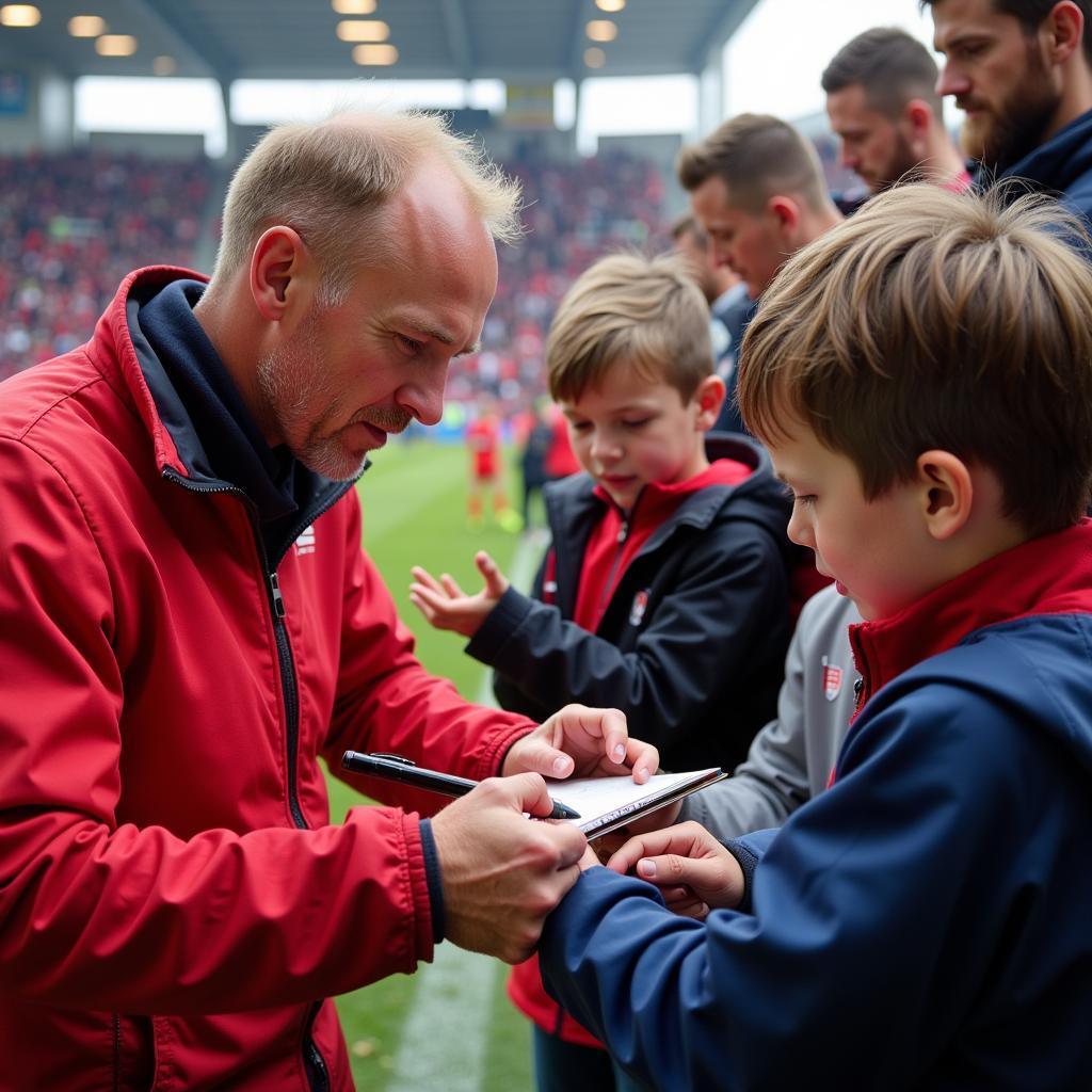 Haaland interacts with young fans