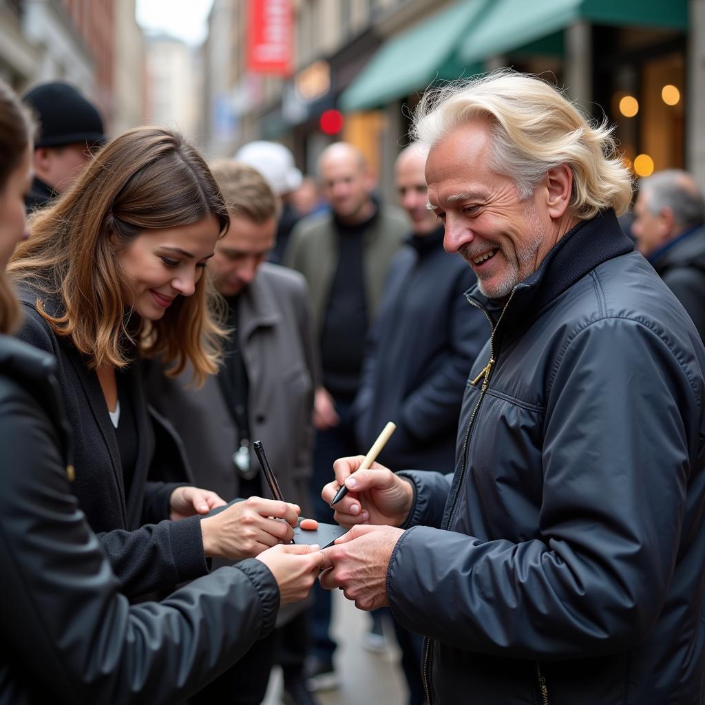 Erling Haaland interacting with fans