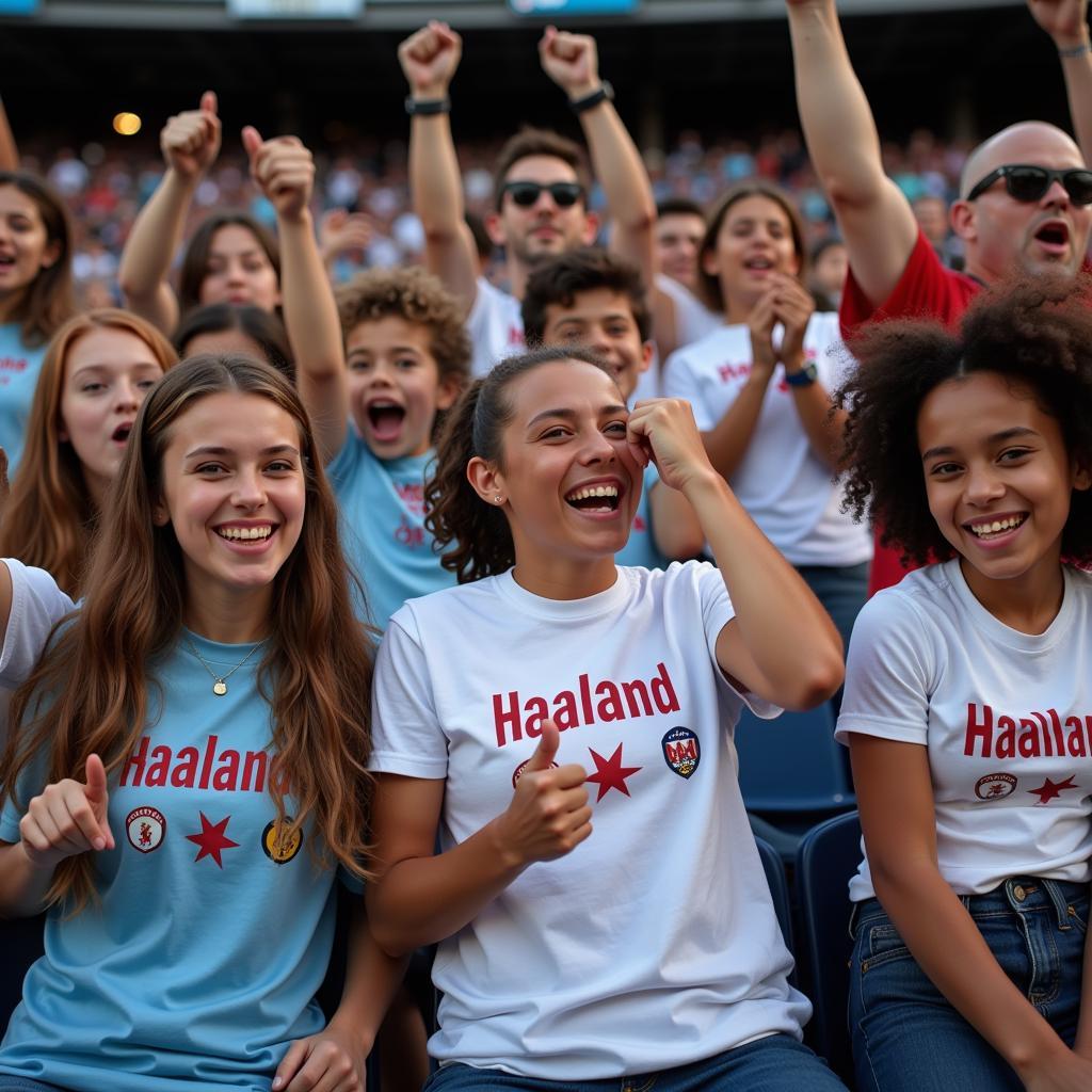 Fans wearing Haaland t-shirts