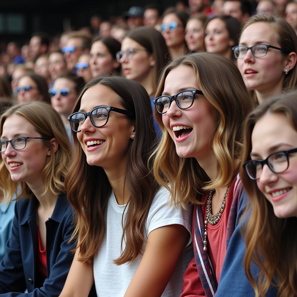 Group of young football fans wearing glasses similar to Erling Haaland's