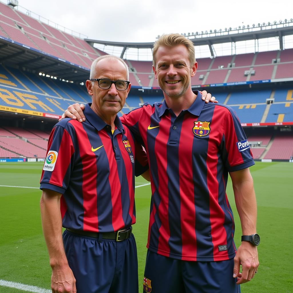 Erling Haaland and Alf-Inge Haaland at Camp Nou