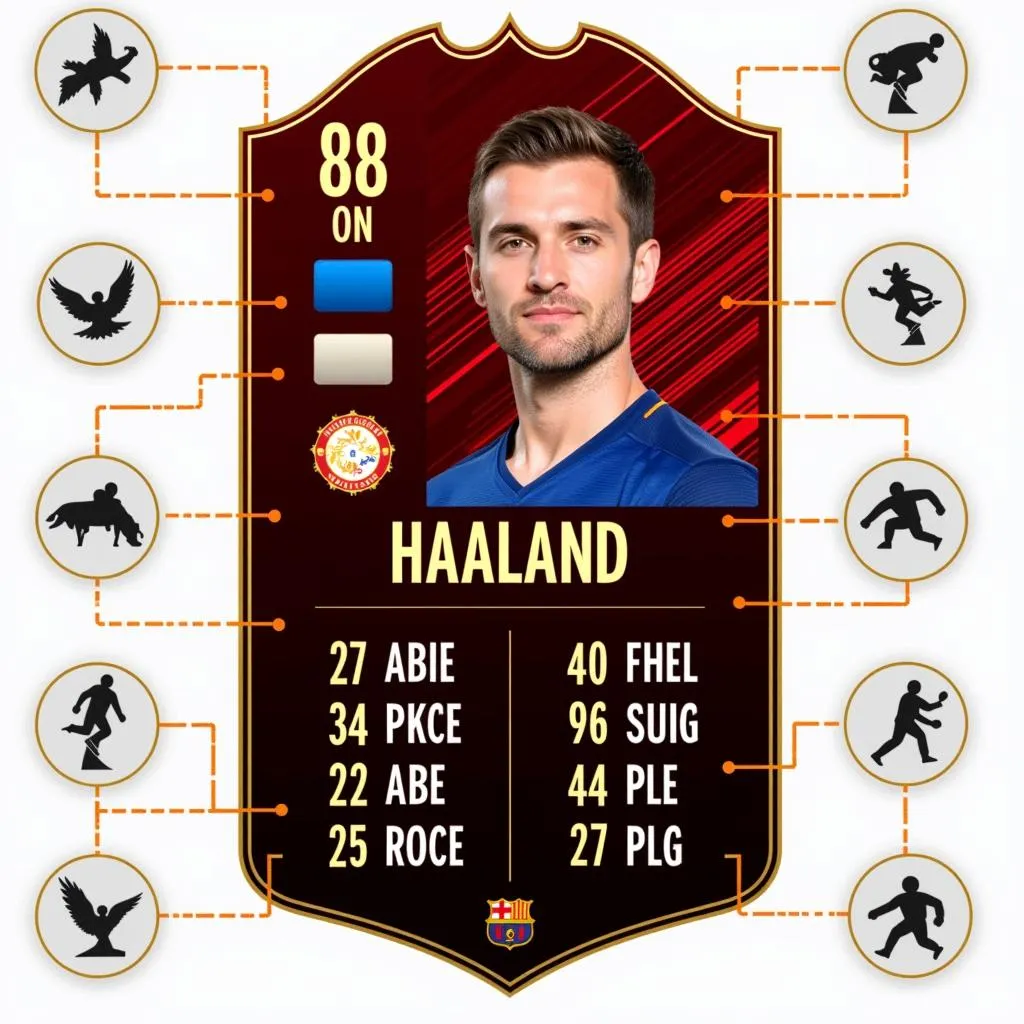 Haaland's FC24 card showcasing his key stats