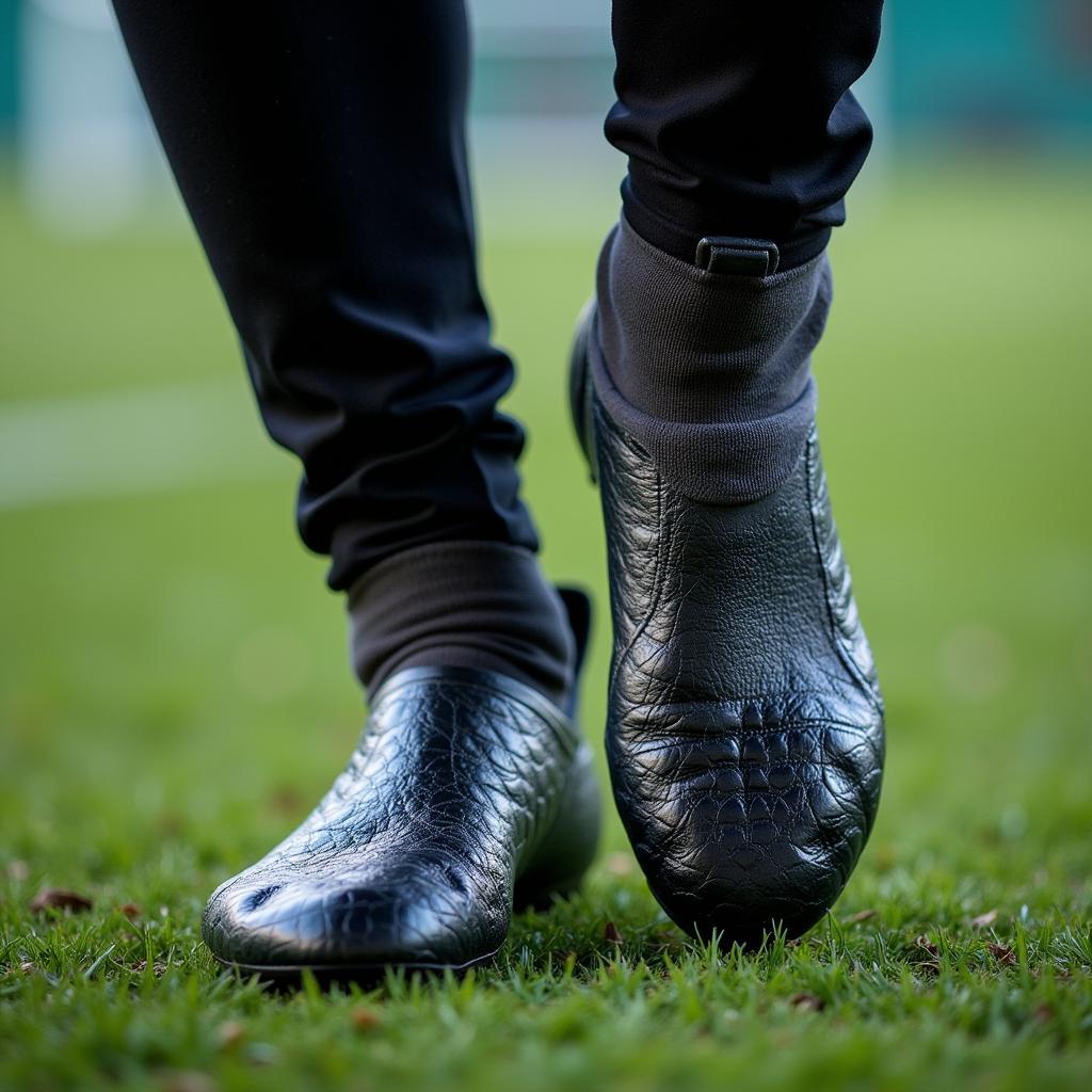 Close-Up of Erling Haaland's Feet in Football Boots