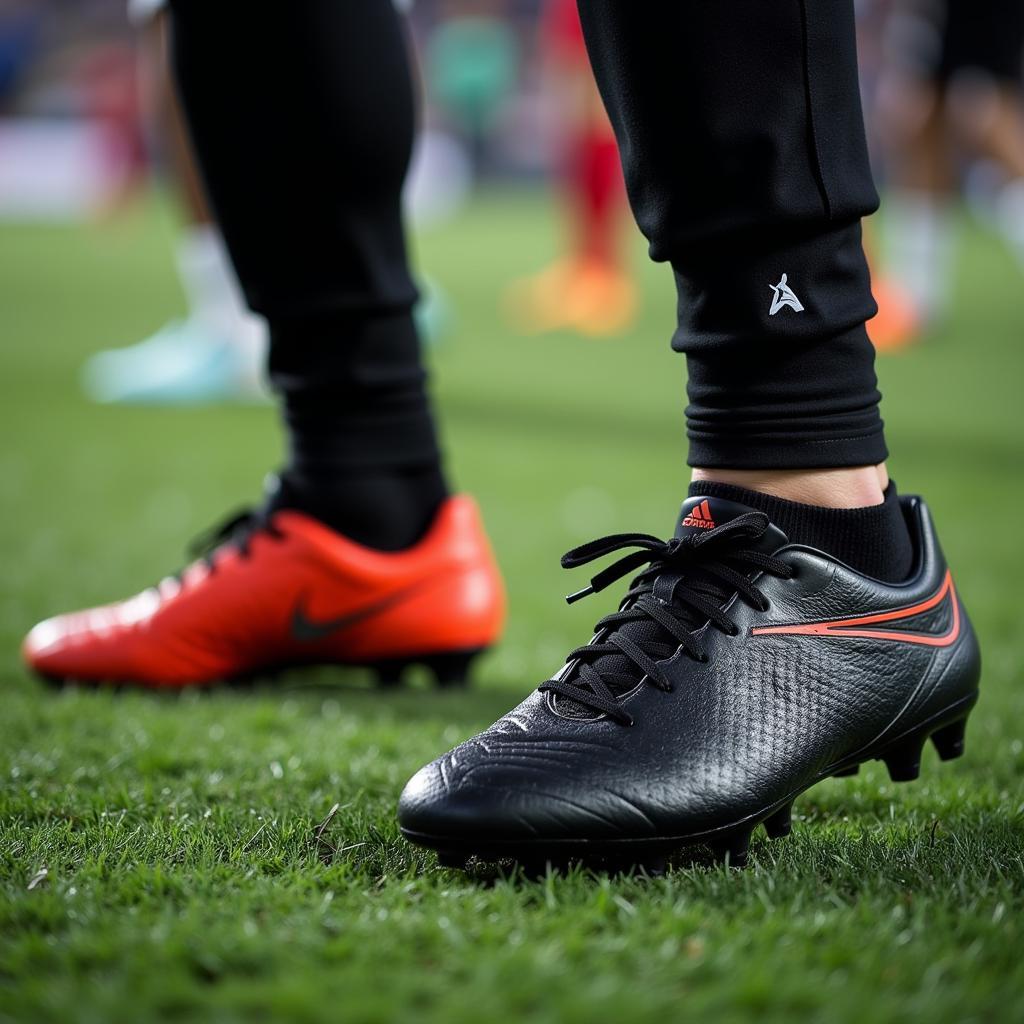 Close-up of Erling Haaland's football boots