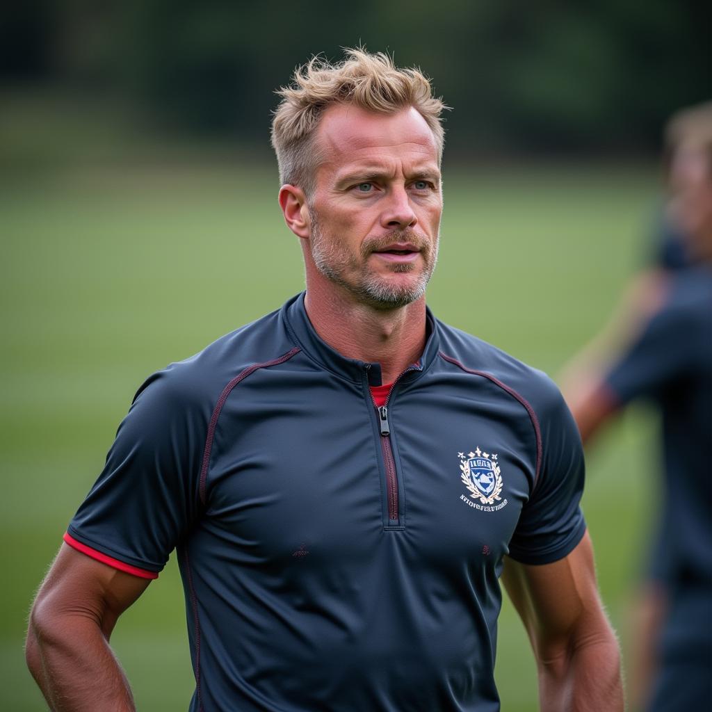 Erling Haaland in training with a determined look on his face