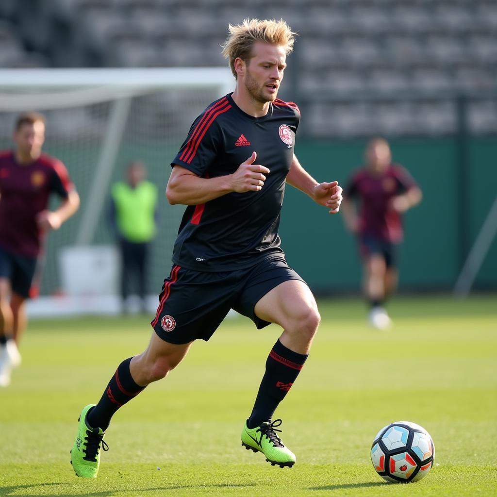 Haaland training hard on the pitch