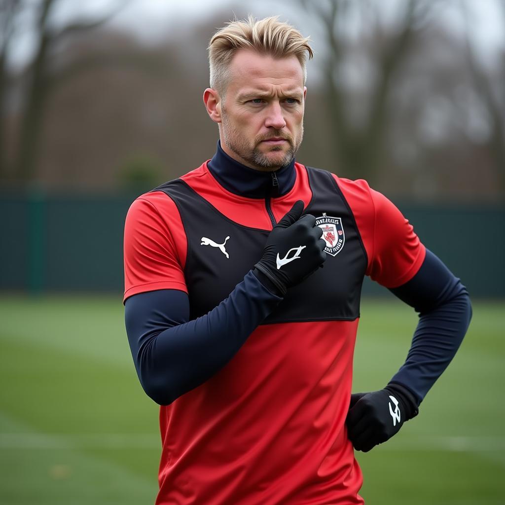 Haaland looking focused and determined during a training session