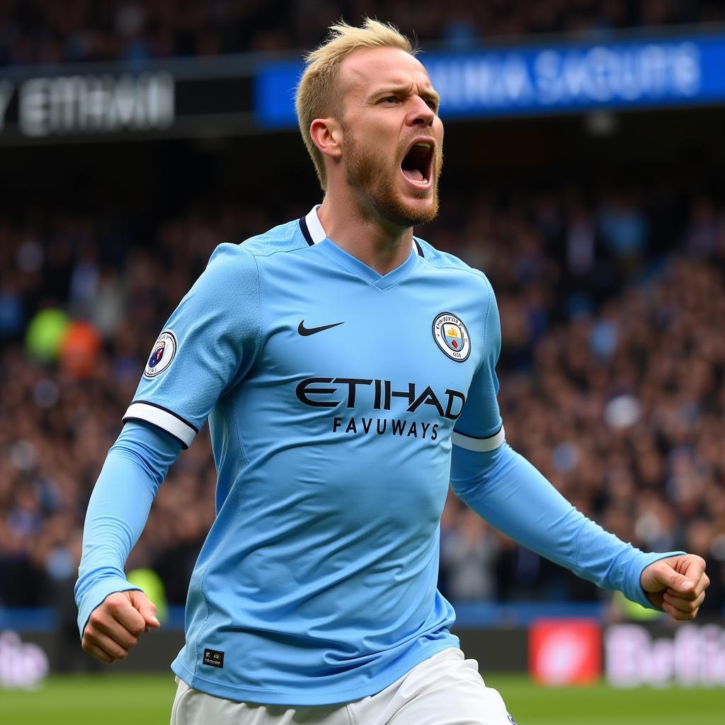 Haaland celebrates a goal for Manchester City