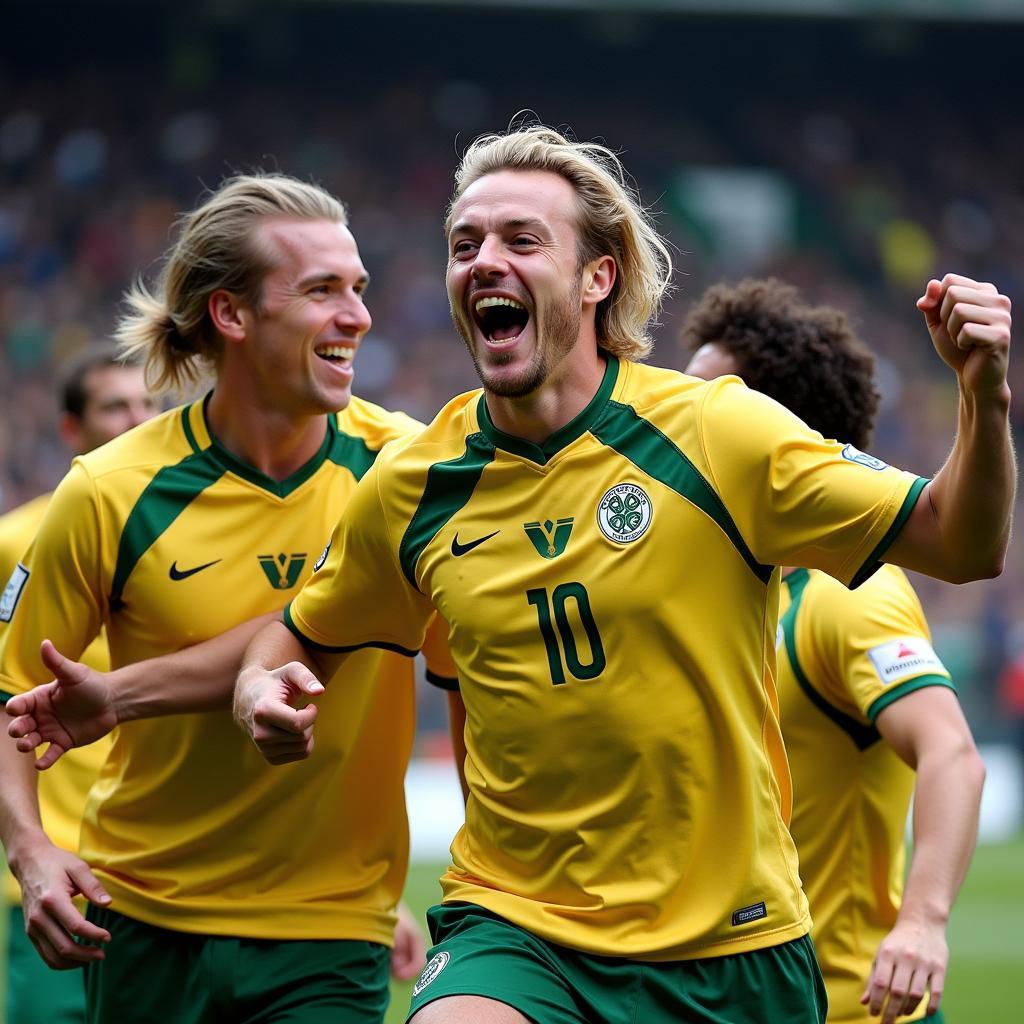 Haaland Celebrates a Goal Against Celtic