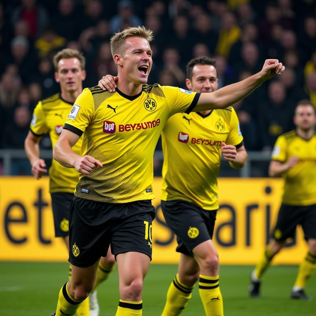 Erling Haaland celebrating a goal for Borussia Dortmund