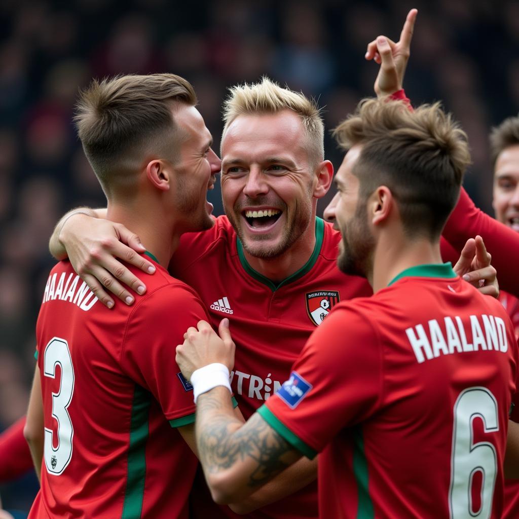 Haaland celebrates a goal against Bournemouth