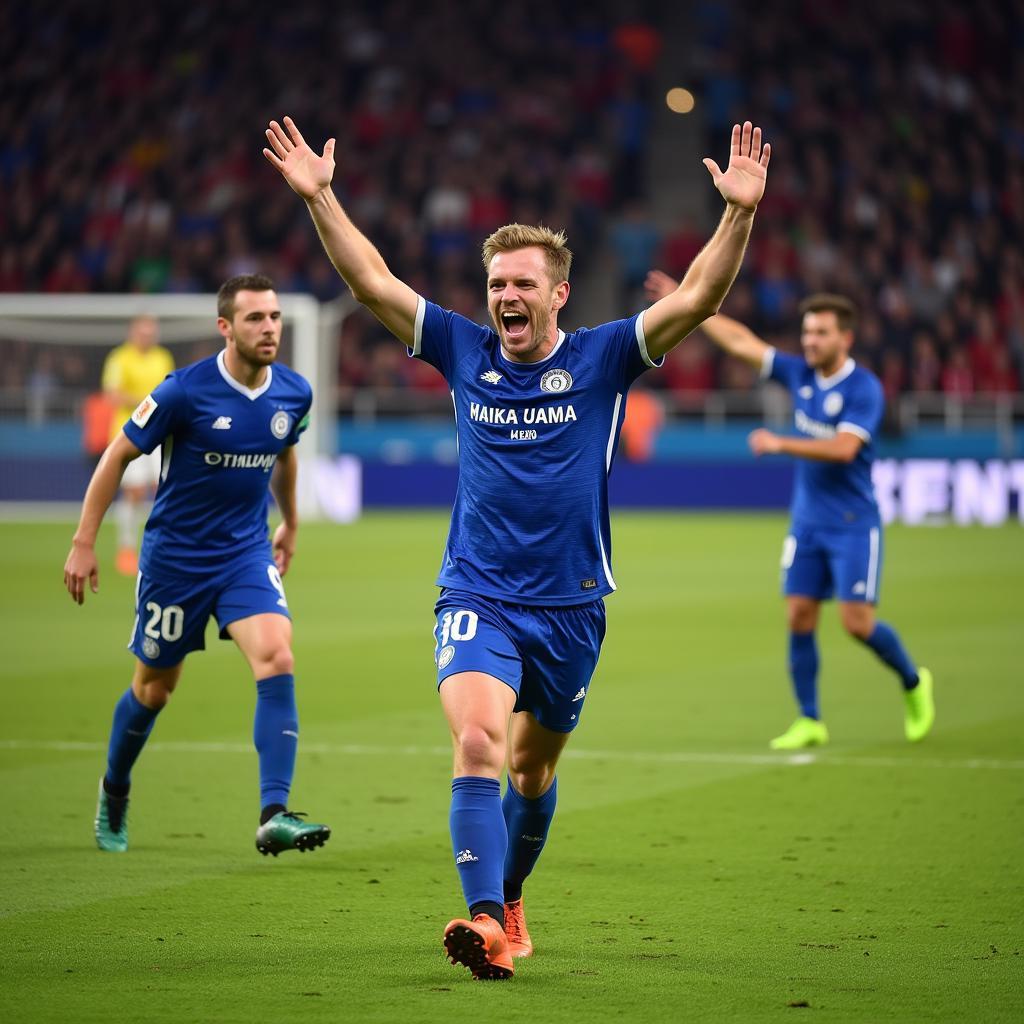 Erling Haaland celebrates a goal with teammates