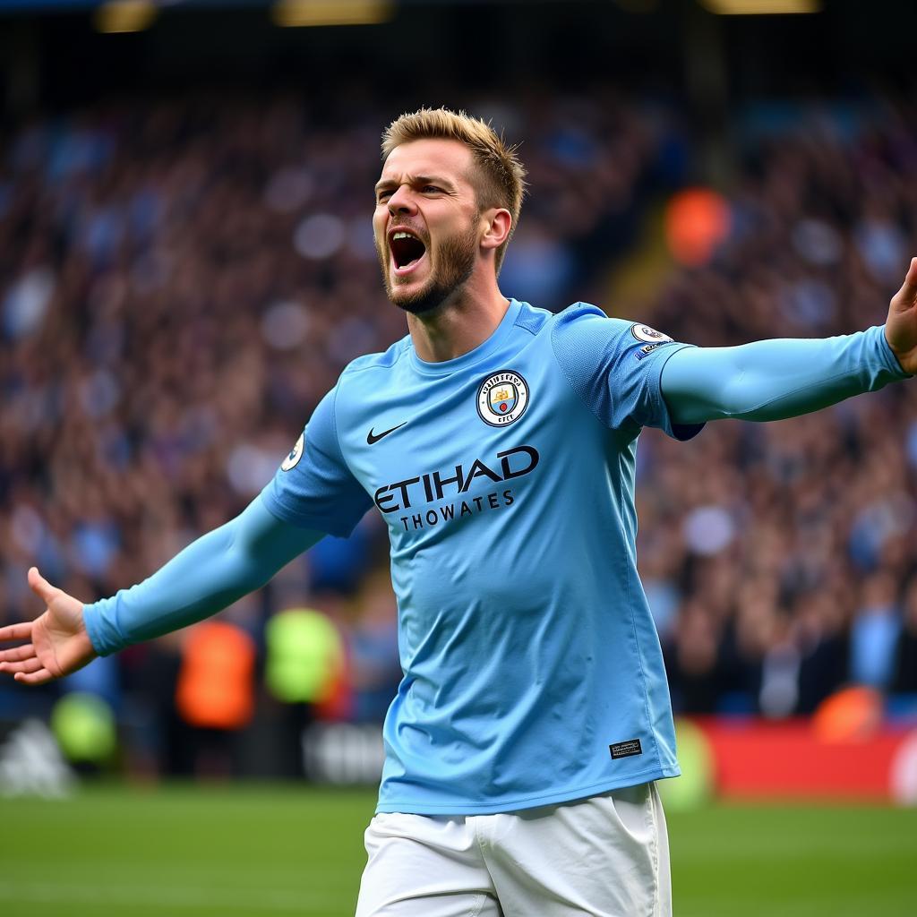 Erling Haaland Celebrating a Goal for Manchester City