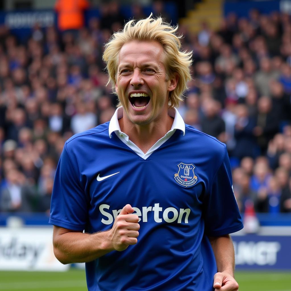 Erling Haaland celebrates a goal against Everton