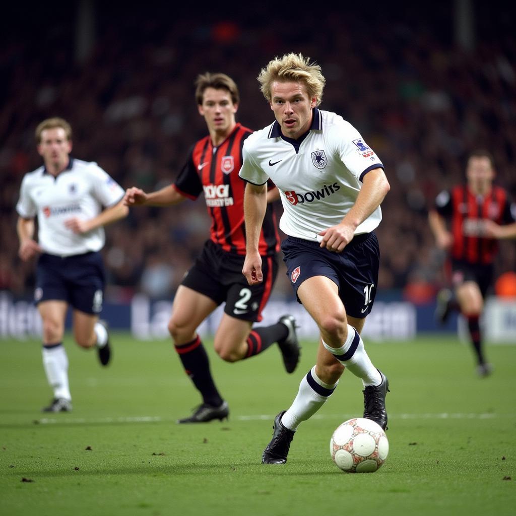 Haaland celebrates scoring a goal against Tottenham Hotspur