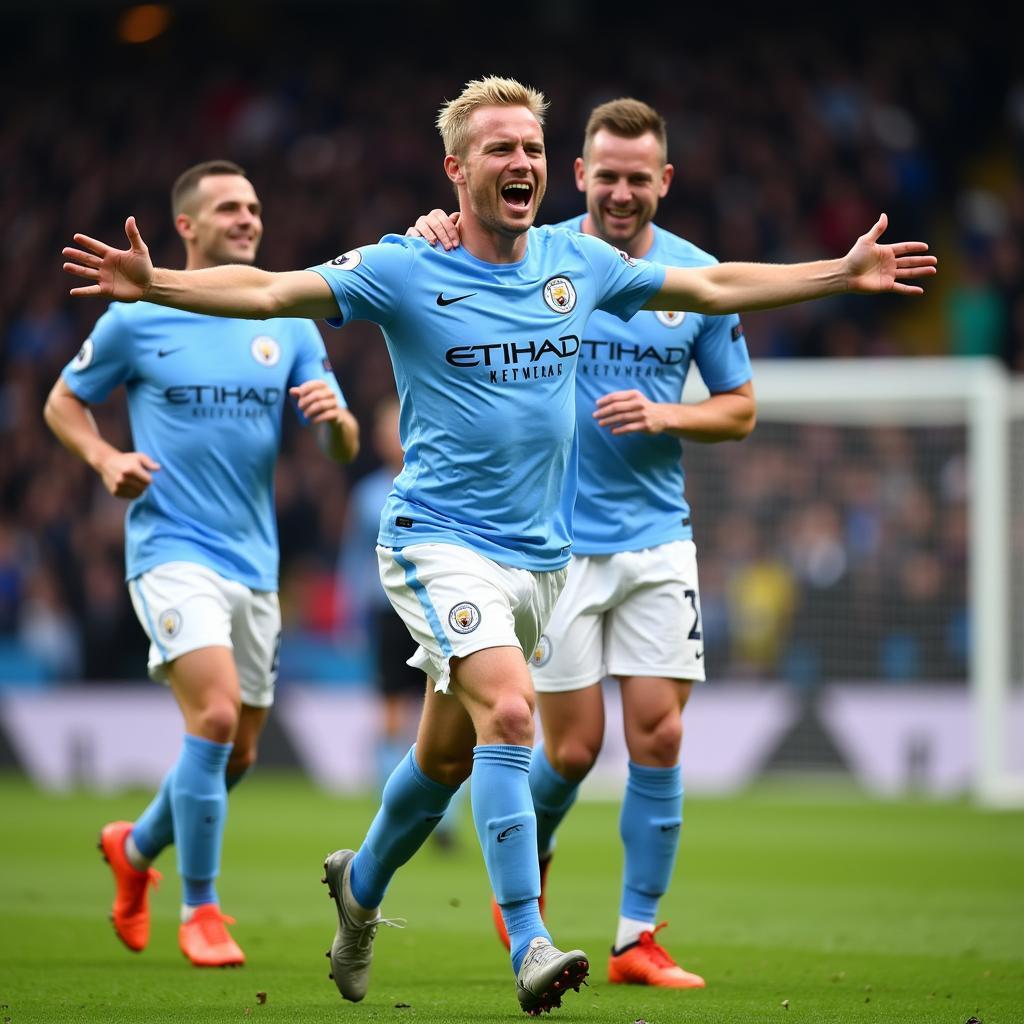 Erling Haaland celebrating a goal for Manchester City