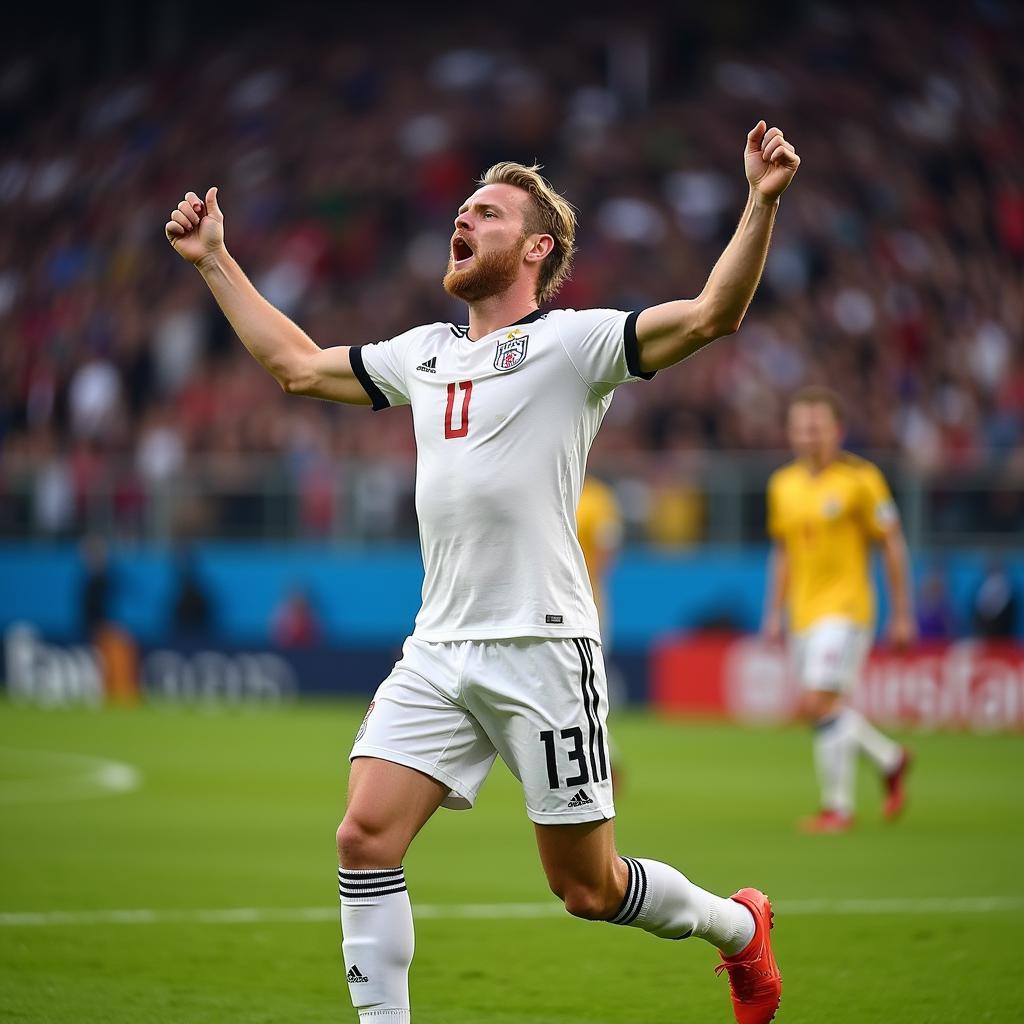 Haaland celebrates a goal with his signature meditation pose