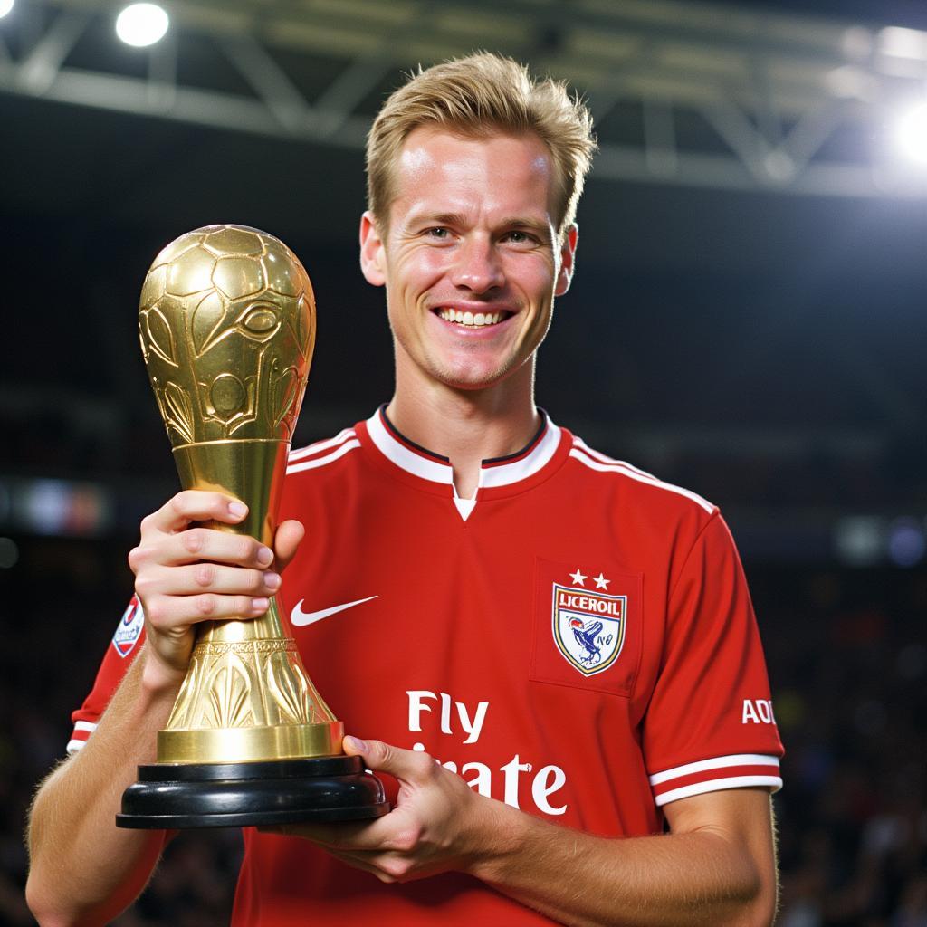 Erling Haaland holding the Premier League Golden Boot