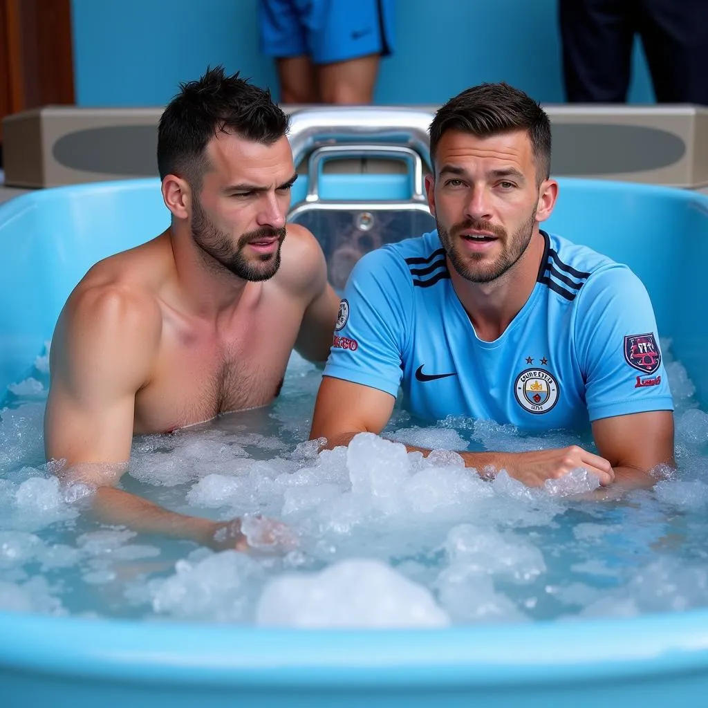 Erling Haaland and Jack Grealish in an ice bath