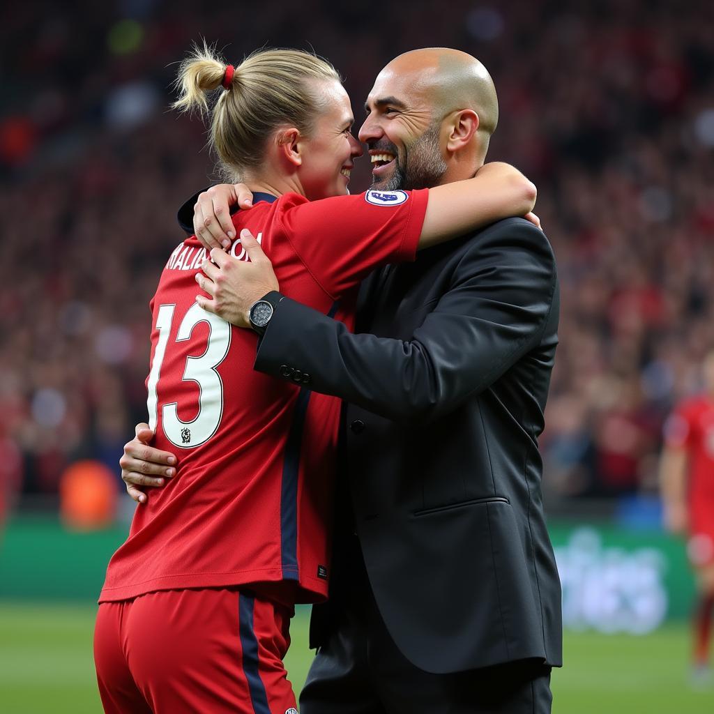 Haaland and Guardiola Celebrating a Goal